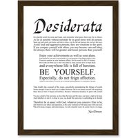 Artery8 Desiderata Ehrmann Go Placidly Amid Yourself Quote A4 Artwork Framed Wall Art Print in Brown