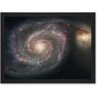 Artery8 Space Photo Hubble Whirlpool Galaxy M51 A4 Artwork Framed Wall Art Print in Black