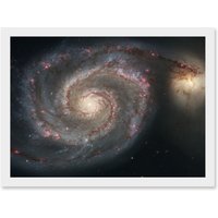 Artery8 Space Photo Hubble Whirlpool Galaxy M51 A4 Artwork Framed Wall Art Print in White