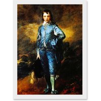Artery8 Painting Portrait Study Gainsborough Blue Boy A4 Artwork Framed Wall Art Print in White