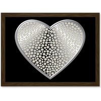 Artery8 Diamond Heart Silver Bling Art A4 Artwork Framed Wall Art Print in Brown