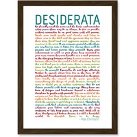 Artery8 Desiderata Rainbow Words Max Ehrmann Typography Inspiration A4 Artwork Framed Wall Art Print in Brown