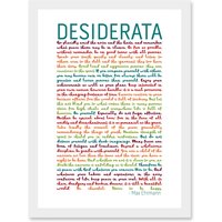 Artery8 Desiderata Rainbow Words Max Ehrmann Typography Inspiration A4 Artwork Framed Wall Art Print in White