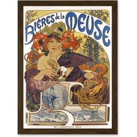 Artery8 Beer Of The Meuse Paris France Vintage A4 Artwork Framed Wall Art Print in Brown