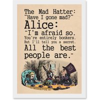 Artery8 Alice In Wonderland Mad Hatter Tea Party A4 Artwork Framed Wall Art Print in White