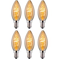 C35 Amber Candle E14 LED Spiral Filament Dimmable Light Bulb Pack Pack 6