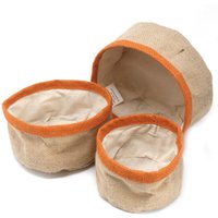 KDMD Set of 3 Natural Jute Baskets in Bright Yellow
