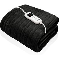 Dreamcatcher Deluxe Electric Throw Heated Double Over Blanket Soft Fleece Timer in Black