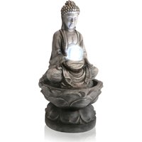 Primrose Buddha Crystal Ball Fountain Cascade Water Feature LED Lights 66cm in Grey