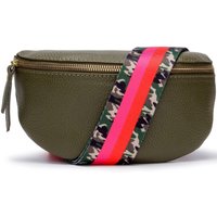 Elie Beaumont Women's Sling Bag Olive with Army Stripes Strap