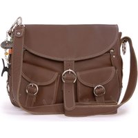Catwalk Collection Handbags Women's Courier Leather Crossbody Messenger Bag in Brown | Size: Medium