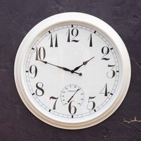 Primrose Outdoor Garden Wall Clock with Thermometer Big Time White 90cm