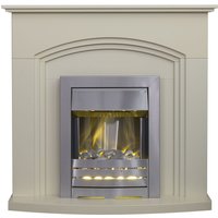 Adam Fires & Fireplaces Adam Truro Fireplace in Cream with Helios Electric Fire in Brushed Steel, 41 Inch in Grey