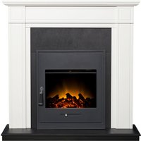 Adam Fires & Fireplaces Adam Georgian Fireplace in Pure White & Black with Oslo Electric Inset Stove in Black, 39 Inch