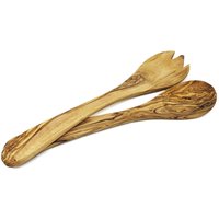 Verano Spanish Ceramics Olive Wood Natural Grained Rustic Kitchen Dining Salad Server (L) 31Cm