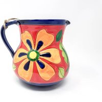 Verano Spanish Ceramics Signature Flowers Hand Painted Ceramic Kitchen Dining Large Pourer Jug 1.5L (H) 19cm