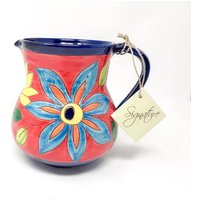 Verano Spanish Ceramics Signature Flowers Hand Painted Ceramic Kitchen Dining Small Pourer Jug 0.5L (H) 12cm