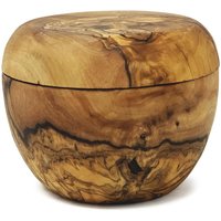 Verano Spanish Ceramics Olive Wood Natural Grained Rustic Kitchen Salt/Sugar Pot w/ Lid H 7cm
