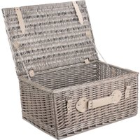 Red Hamper Wicker 51cm Antique Wash Picnic Basket in Grey