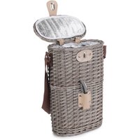 Red Hamper Wicker 2 Bottle Willow Insulated Bottle Carrier in Grey