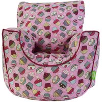 Bean Lazy Girl's Cotton Pink Cupcake Bean Bag Arm Chair Toddler Size | Size: Small