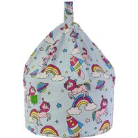Bean Lazy Women's Cotton Pastel Rainbow Space Unicorn Bean Bag Large Size in Light Blue