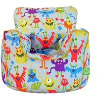 Bean Lazy Cotton Grey Monsters Bean Bag Arm Chair Toddler Size in Light Grey | Size: Small