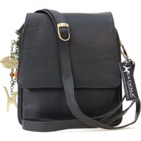 Catwalk Collection Handbags Women's Metro Medium Leather Cross Body Bag With Multiple Compartments in Black