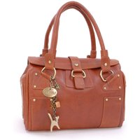 Catwalk Collection Handbags Women's Claudia Top Handle Handbag in Tan | Size: Medium