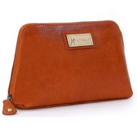 Catwalk Collection Handbags Women's Emma Leather Cosmetic Makeup Bag in Tan