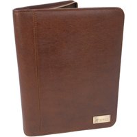 Catwalk Collection Handbags Women's Khloe Leather A4 Zipped Conference Folder With Notepad in Brown