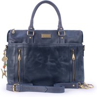 Catwalk Collection Handbags Women's Adele Large Leather Work Bag With Detachable Crossbody Strap in Dark Blue