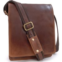 Bucklestone Men's Warwick Leather Messenger Bag in Brown | Size: Medium