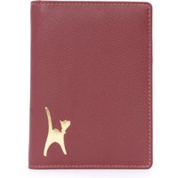 Catwalk Collection Handbags Women's Skye Leather Passport Holder With Embossed Cat in Red | Size: Small