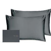 Silk Addict 100% Mulberry Silk Pillowcase Twinpack - Caramel in Charcoal | Size: Standard Pillow Case
