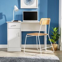 Home Source Tyler Desk 1 Drawer 1 Door Compact Computer Workstation Home Office in White