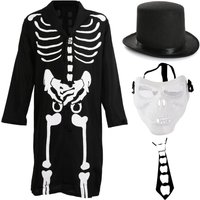 I Love Fancy Dress Skeleton Costume - with Mask & Top Hat | Size: Small
