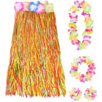 I Love Fancy Dress Women's 80cm Hawaiian Long Multicoloured Hula Skirt & Lei | Size: 1 Pack