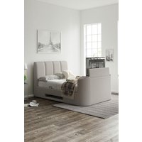 Time4sleep Copenhagen Shell Upholstered Ottoman TV - Bed Frame in Beige | Size: Double