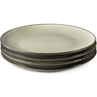 Scandi Home Set of 4 Dinner Plates - Large Ceramic Stoneware Plates - Beige - 27cm