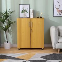 Moderna Storage Cabinet, Wood, Beech, 2 Shelves, Lockable 2 Door, Office Cupboard in Brown
