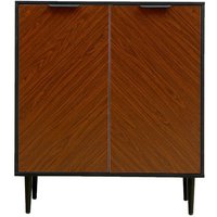Moderna Mid-Century Sideboard, Console Table with Shelf, 71cm x 81cm in Black | Size: 71 cm x 81 cm