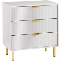 Moderna White Gloss Chest of Drawers, Gold Handles & Legs, 3 Drawer