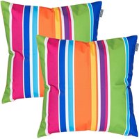 icon Indoor & Outdoor Waterproof Cushion Set of 2 Technicolour Geometric Waterproof Cushion in Orange | Size: 43 cm x 43 cm