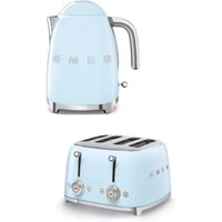 Smeg TSF03, KLF03 4-Slice Toaster & Kettle Set in Pale Blue