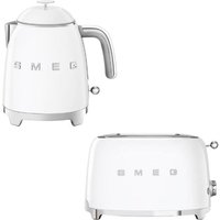 Smeg KLF05 & TSF01 Retro Mini Kettle & 2 Slice Toaster Set in White