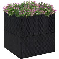 Berkfield Home Garden Planter Black 80x80x80 cm Poly Rattan | Size: 80 x 80 x 80 cm