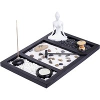 London Boutique Zen Garden Buddha Candle Holder Incense Holder Meditation Gift Set Yin Yang in Dark Brown | Size: 1000L