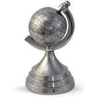 Homescapes Decorative Aluminium World Globe Ornament in Silver