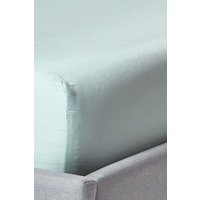 Homescapes Sateen Cotton Deep Fitted Sheet 18 inch 400 Thread Count in Duck Egg Blue | Size: Super King Fitted